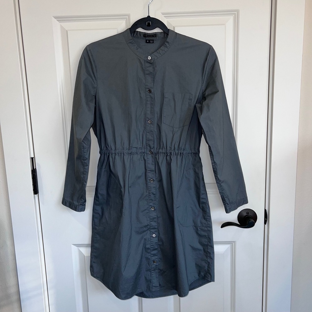 Theory Isadora Exceed Button Down Tie Back Shirt Dress Size‎ 8